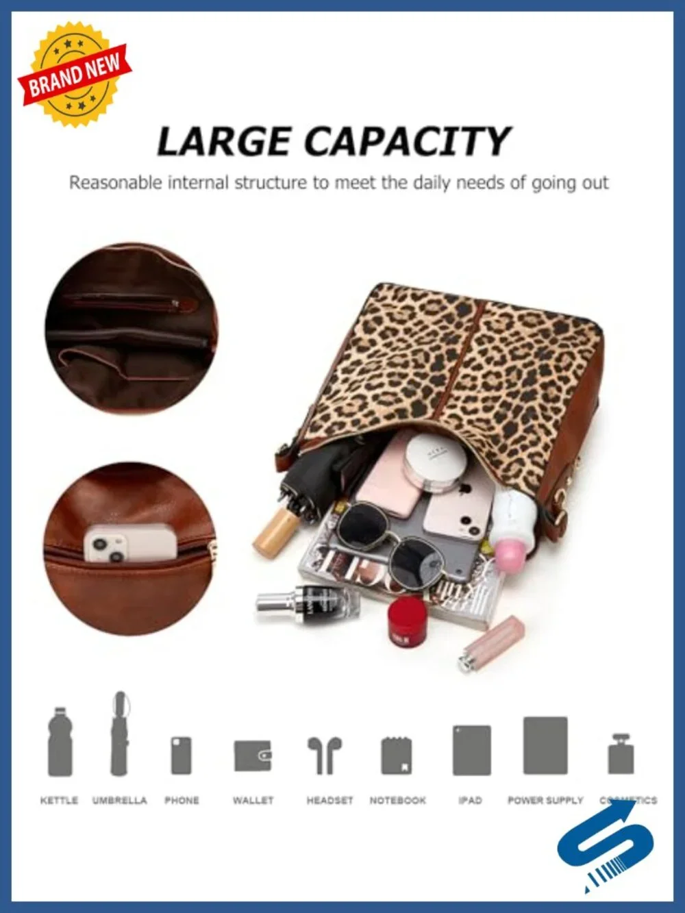 Cow Print PU Leather 3 Piece Tote Handbag Set with Wallet and Crossbody for